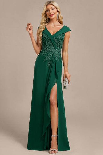 Robe de Soirée Émeraude Drapée - gallery 1