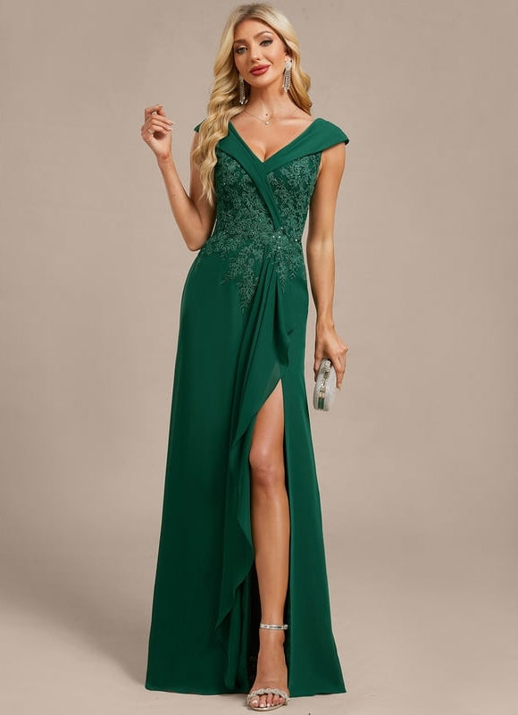 Robe de Soirée Émeraude Drapée - gallery 1