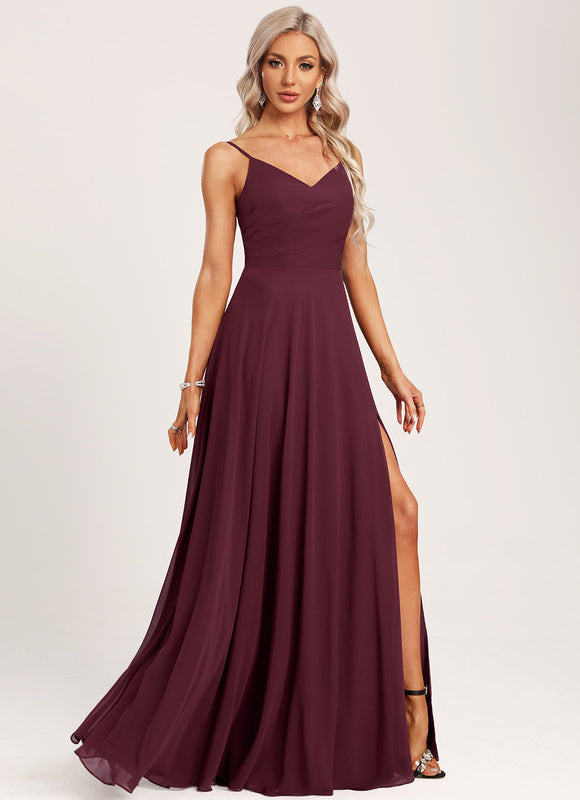 Robe de Soirée Mousseline Beige - gallery 2