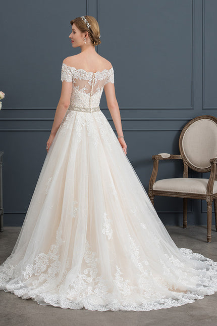 Robe de Soirée Longue Blanche Princess Épaules Dénudées - gallery 5
