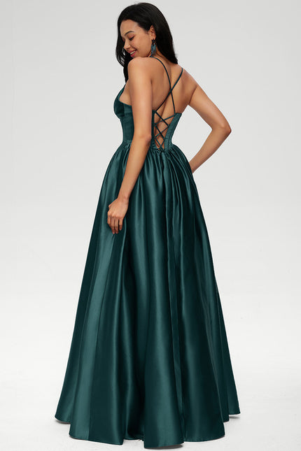 Robe de Soirée Émeraude Satinée - gallery 3