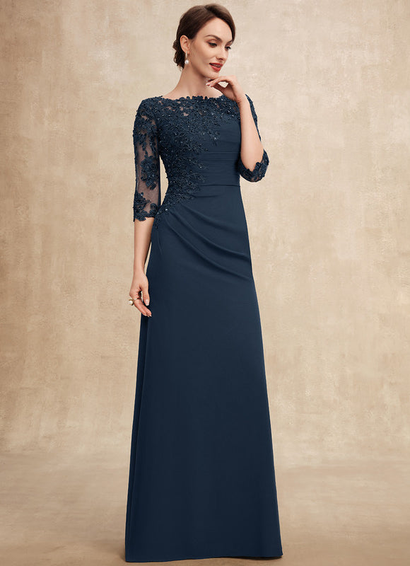 Robe de Soirée Longue Bleu Marine Dentelle Paillettes - gallery 2