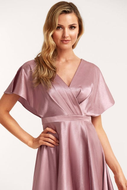 Robe de Soirée Satinée Rose Poudré - gallery 3