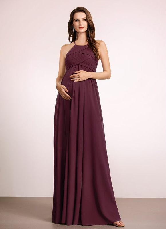 Robe de Soirée Longue Aubergine - gallery 1