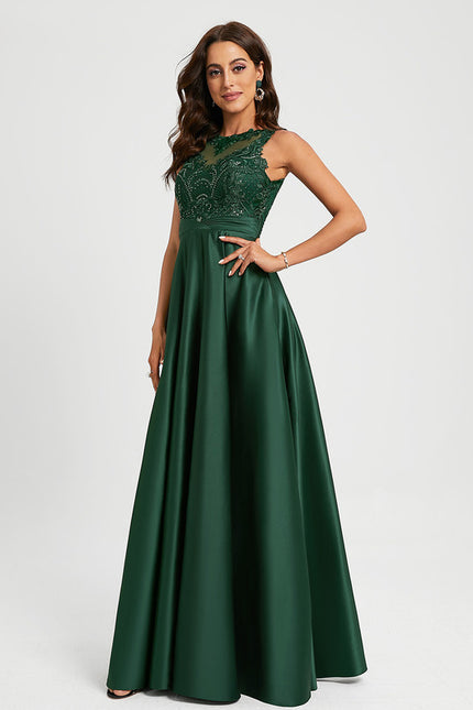 Robe de Soirée Élégance Satinée Émeraude - gallery 4
