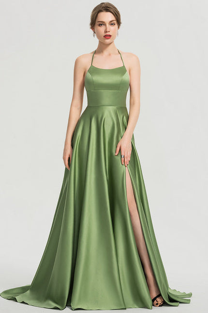 Robe de Soirée Satinée Olive