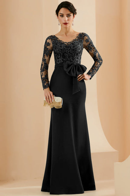 Robe Longue Noire Dentelle Soirée Paillettes - gallery 3