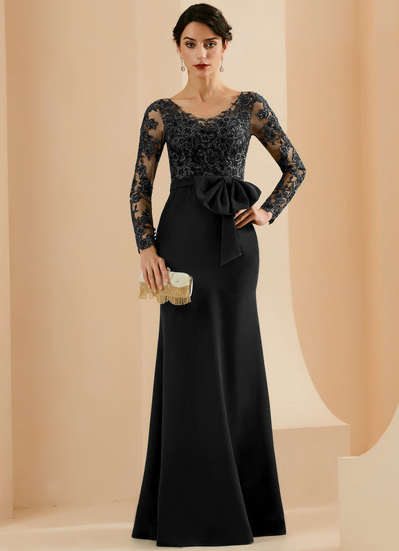 Robe Longue Noire Dentelle Soirée Paillettes - gallery 3