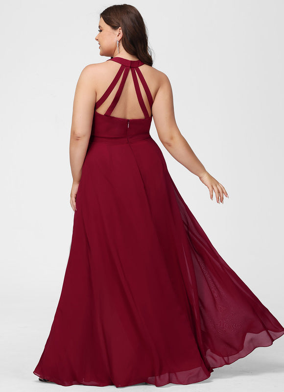 Robe de Soirée Mousseline Beige - gallery 7