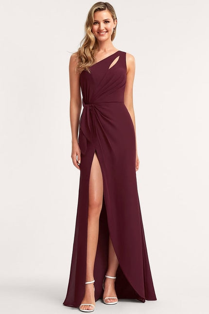 Robe de Soirée Asymétrique Bordeaux