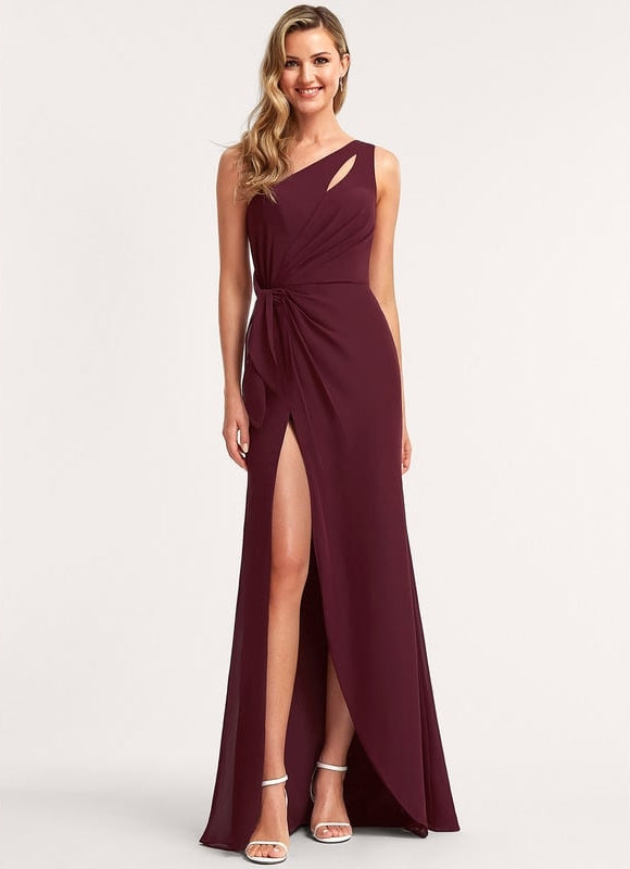 Robe de Soirée Asymétrique Bordeaux