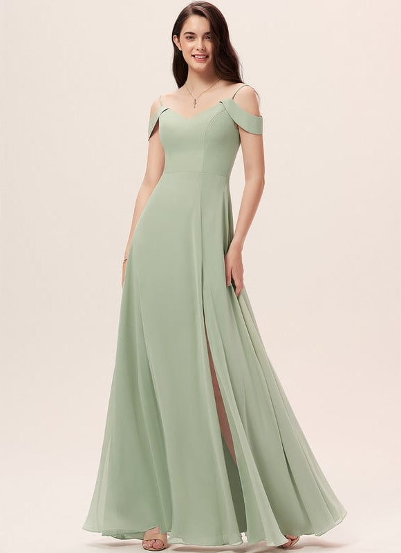 Robe de Soirée Mousseline Beige - gallery 4