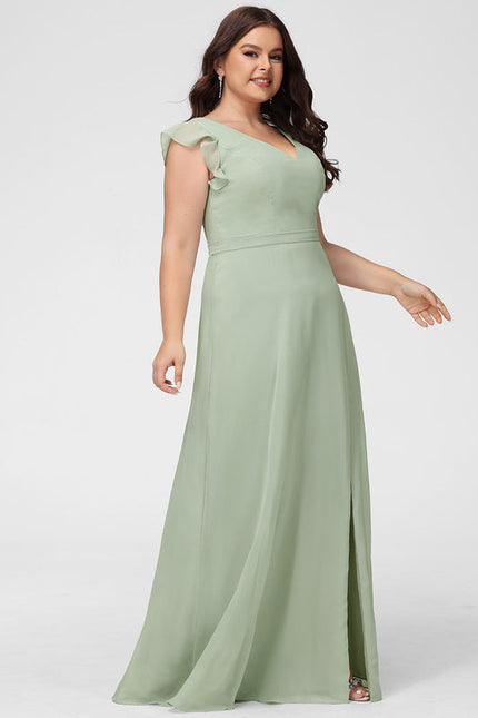 Robe de Soirée Mousseline Beige - gallery 8