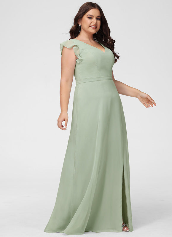 Robe de Soirée Mousseline Beige - gallery 8