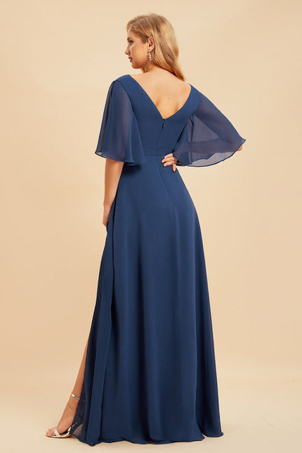 Robe de Soirée Mousseline Beige - gallery 1