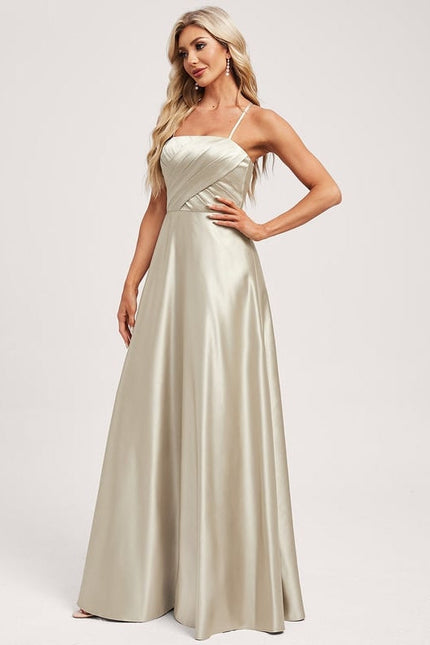 Robe de Soirée Satin Vert Pâle - gallery 2