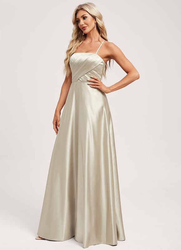 Robe de Soirée Satin Vert Pâle - gallery 2