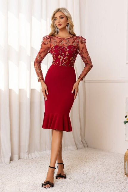 Robe De Soirée Rouge Dentelle - gallery 6