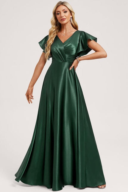 Robe de Soirée Satin Vert Pâle - gallery 2