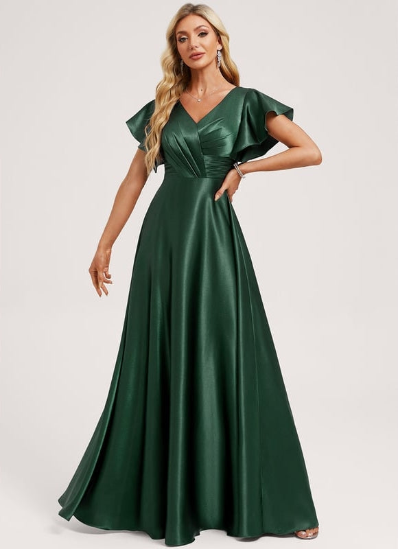 Robe de Soirée Satin Vert Pâle - gallery 2