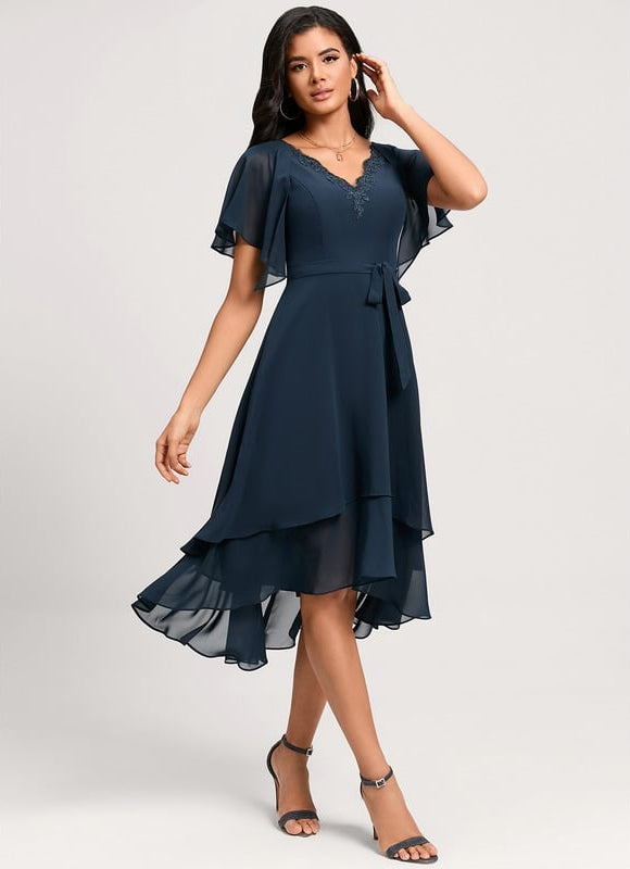 Robe de Soirée Flottante Marine - gallery 4