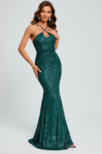 Robe De Soirée Paillette Verte - gallery 3