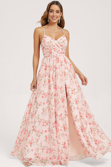 Robe de Soirée Mousseline Beige - gallery 2