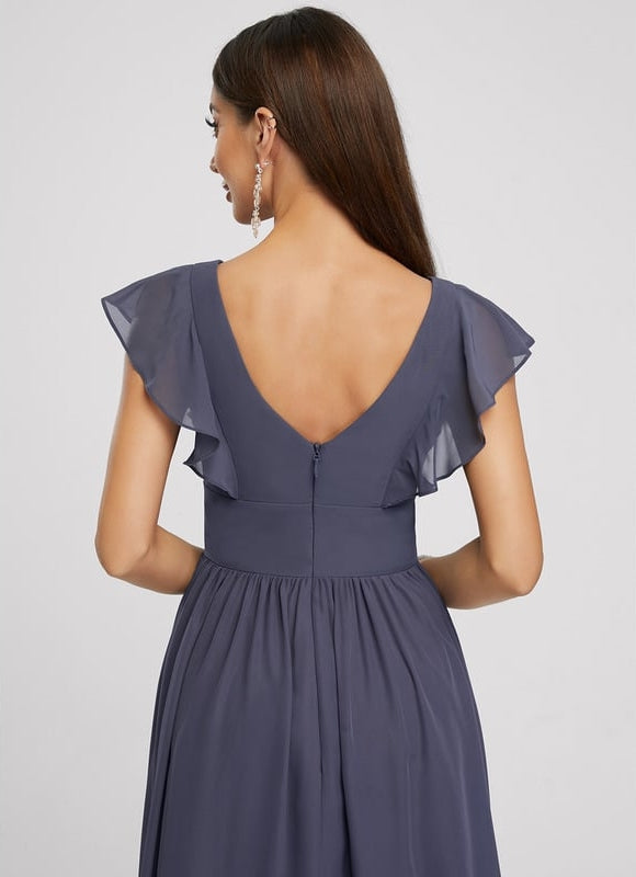Robe De Soirée Mousseline Rouge - gallery 5