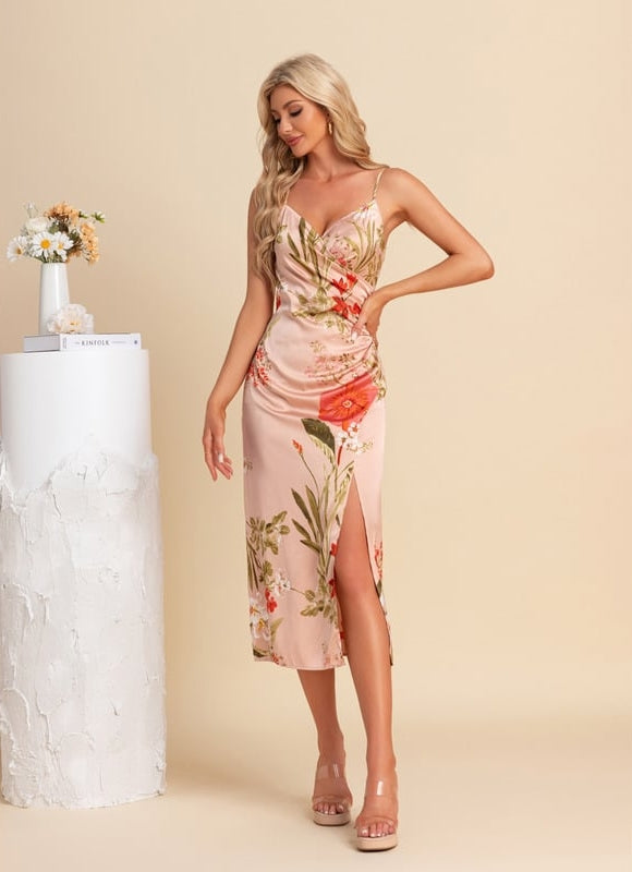 Robe de Soirée Satinée Fleurie - gallery 3