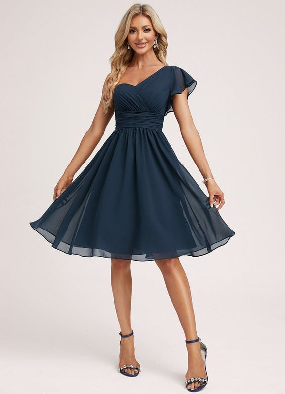 Robe de Soirée Bleu Nuit Flottant - gallery 2
