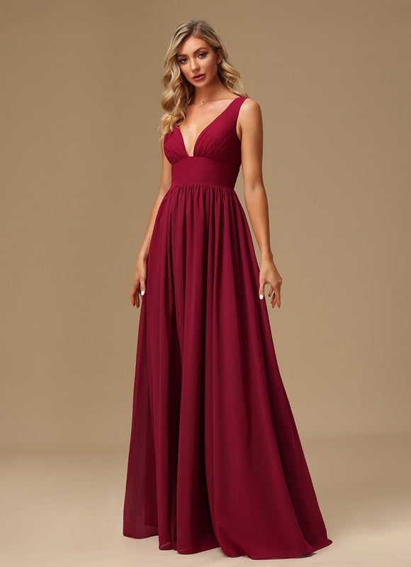 Robe de Soirée Mousseline Beige - gallery 2