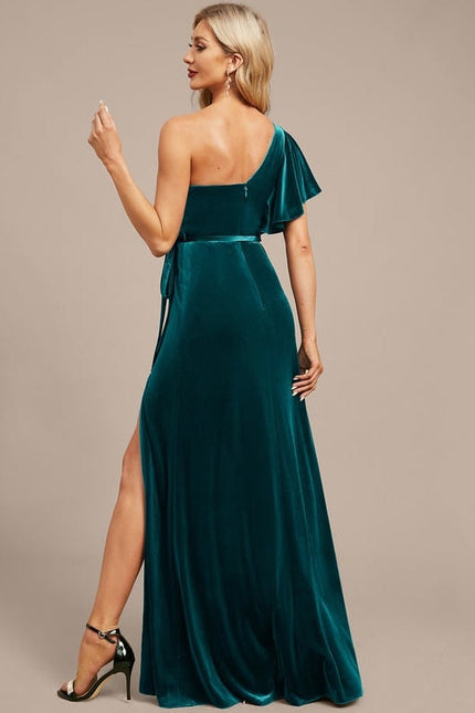 Robe de Soirée Velours Asymétrique - gallery 7