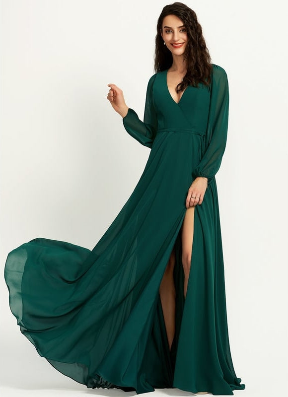 Robe de Soirée Mousseline Beige