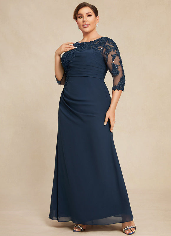 Robe de Soirée Longue Bleu Marine Dentelle Paillettes - gallery 7