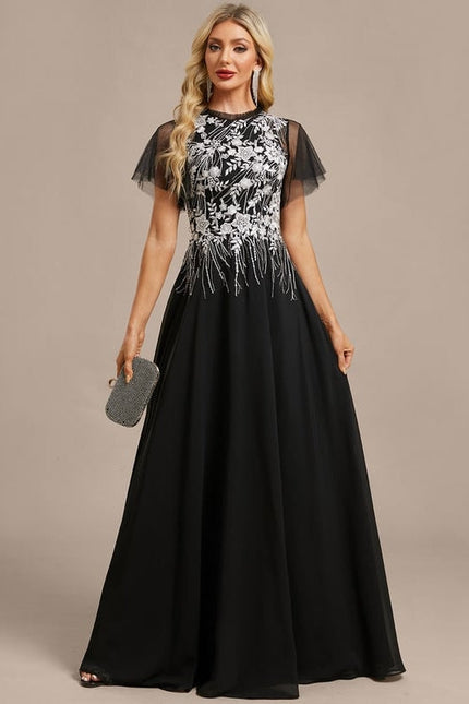 Robe de Soirée Noire Brodée - gallery 4