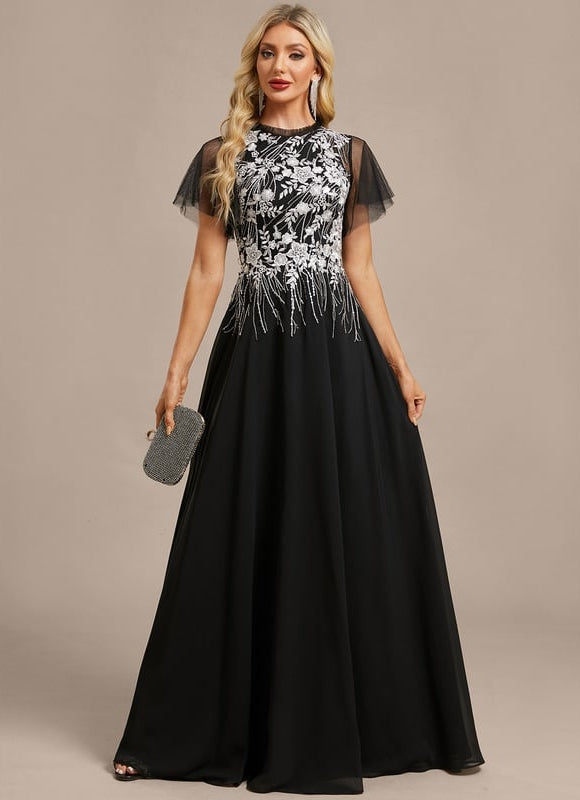 Robe de Soirée Noire Brodée - gallery 4