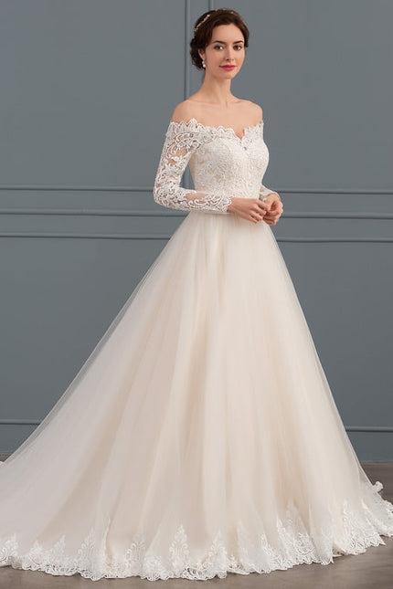 Robe de Soirée Longue Blanche Princesse Dentelle