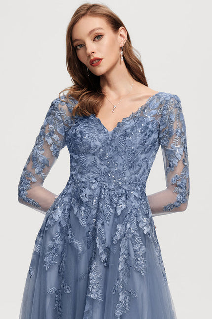 Robe de Soirée Tulle Grise - gallery 1