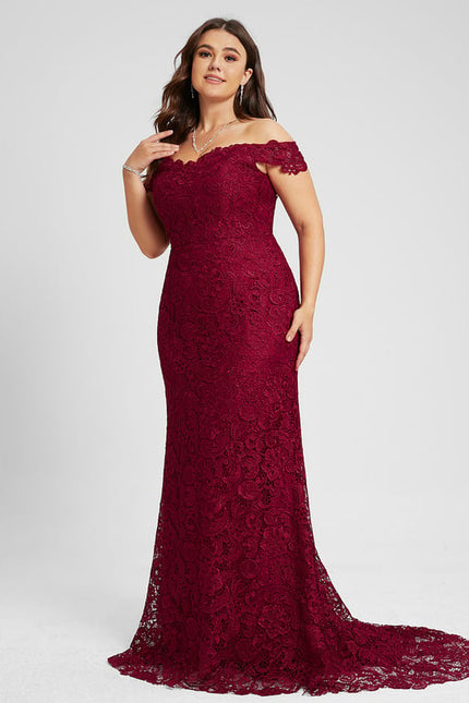 Robe de Soirée Bordeaux Dentelle - gallery 4