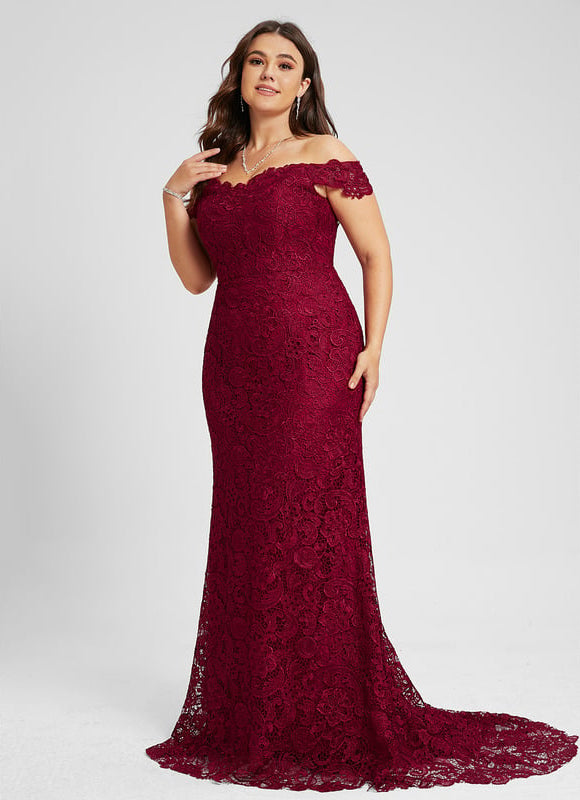 Robe de Soirée Bordeaux Dentelle - gallery 4