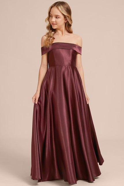 Robe de Soirée Bordeaux Satinée - gallery 2