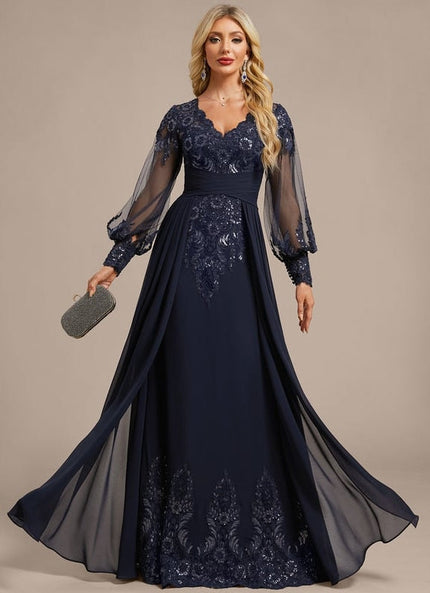 Robe de Soirée Vaporeuse Marine