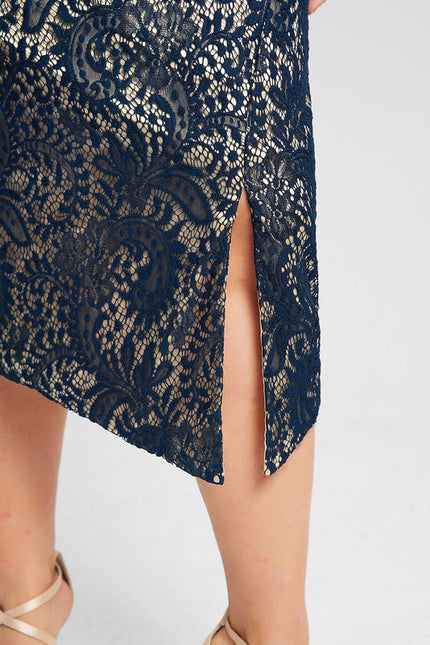 Robe de Soirée Luxe Dentelle Marine - gallery 9