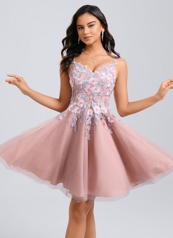 Robe de Soirée Fleurie Rosée - gallery 3