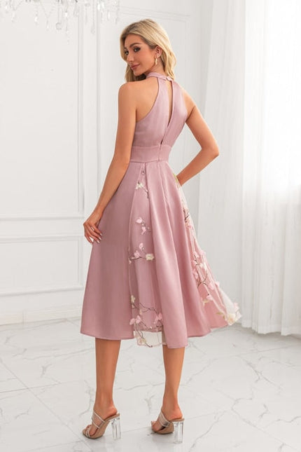 Robe de Soirée Midi Florale Satinée - gallery 1