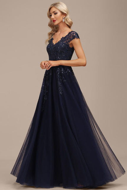 Robe de Soirée Tulle Grise - gallery 1