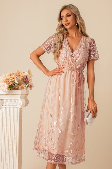 Robe De Soirée Dentelle Rose - gallery 1