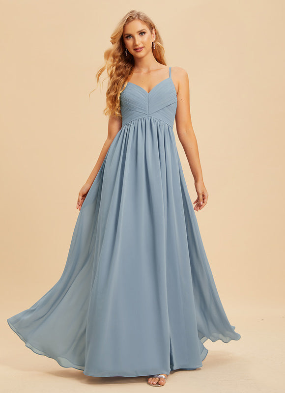 Robe de Soirée Mousseline Beige - gallery 2