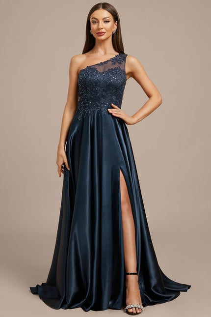 Robe De Soirée Dentelle Asymétrique - gallery 4