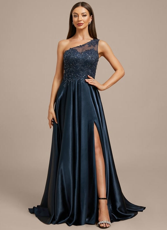 Robe De Soirée Dentelle Asymétrique - gallery 4